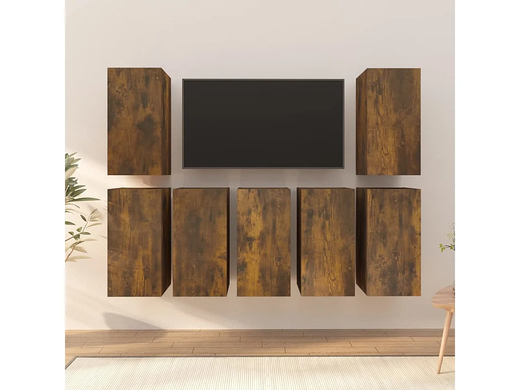 Móveis de TV 7 peças Carvalho fumê 30,5x30x60 cm Madeira projetada