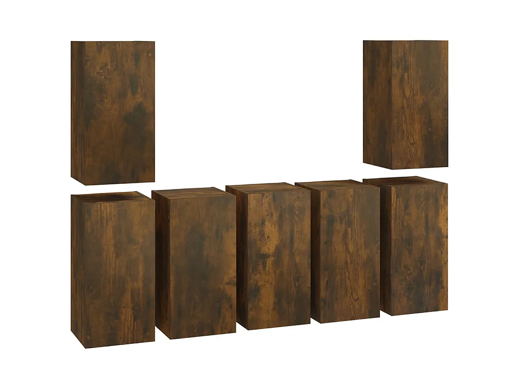 Móveis de TV 7 peças Carvalho fumê 30,5x30x60 cm Madeira projetada