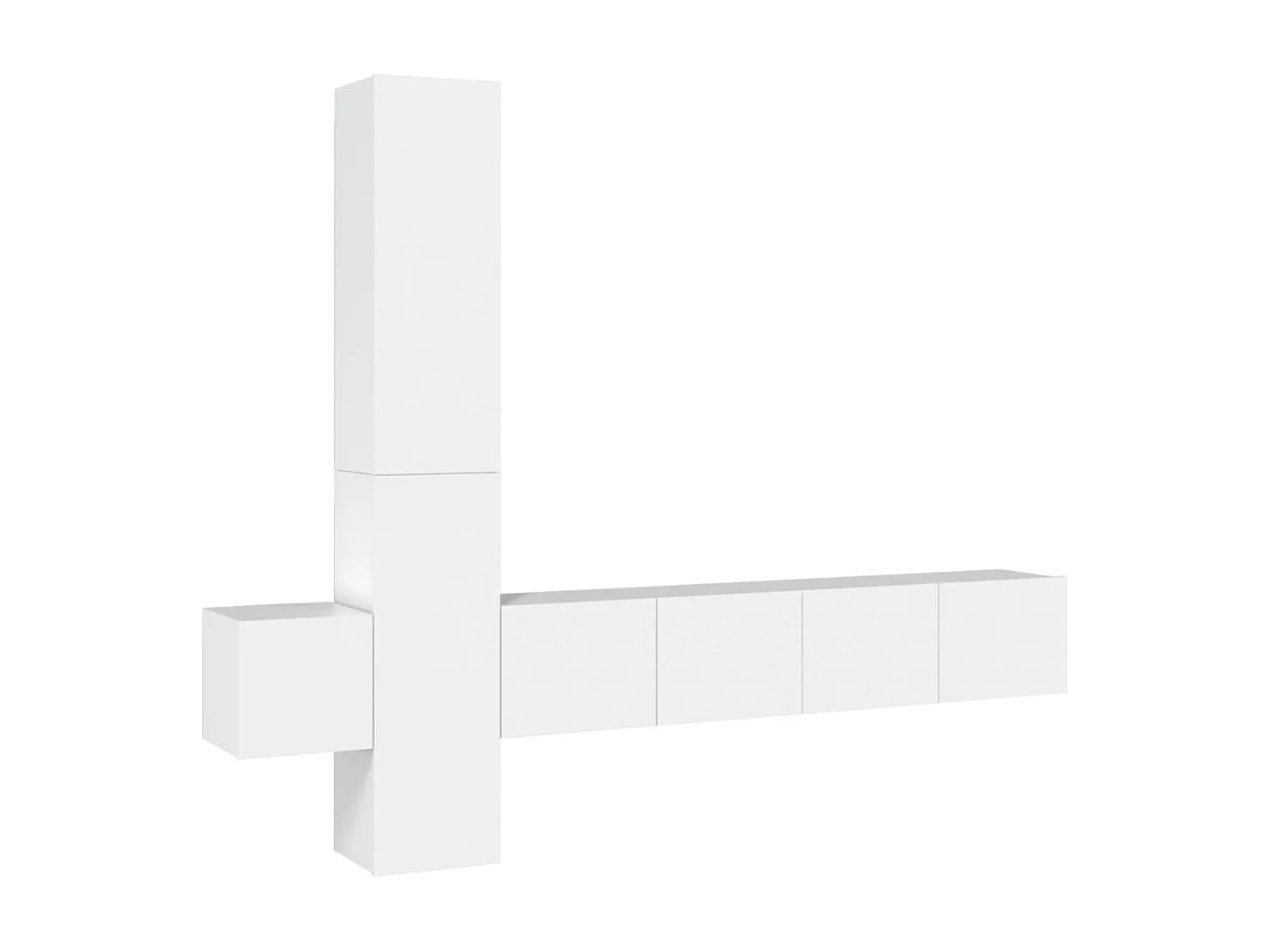 Conjunto de suporte de TV de 5 peças em madeira branca