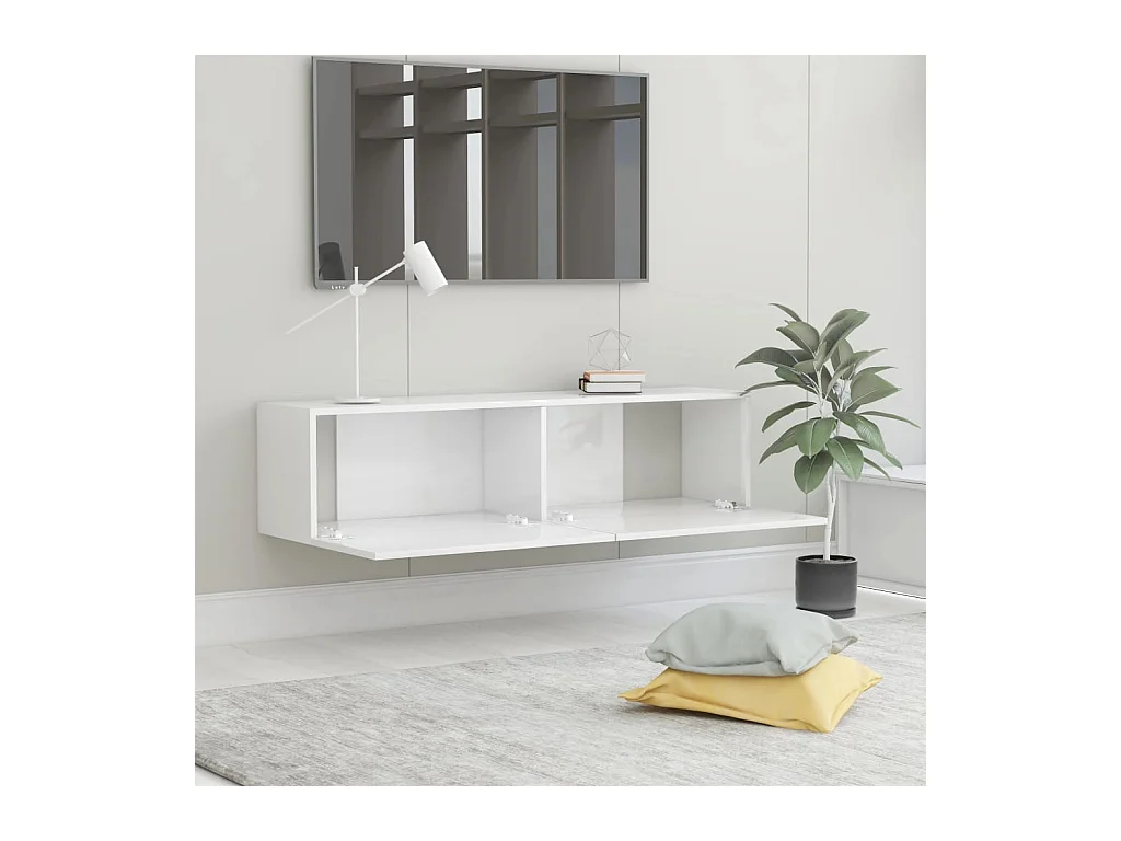 Mobile TV bianco lucido 120x30x30 cm in truciolare