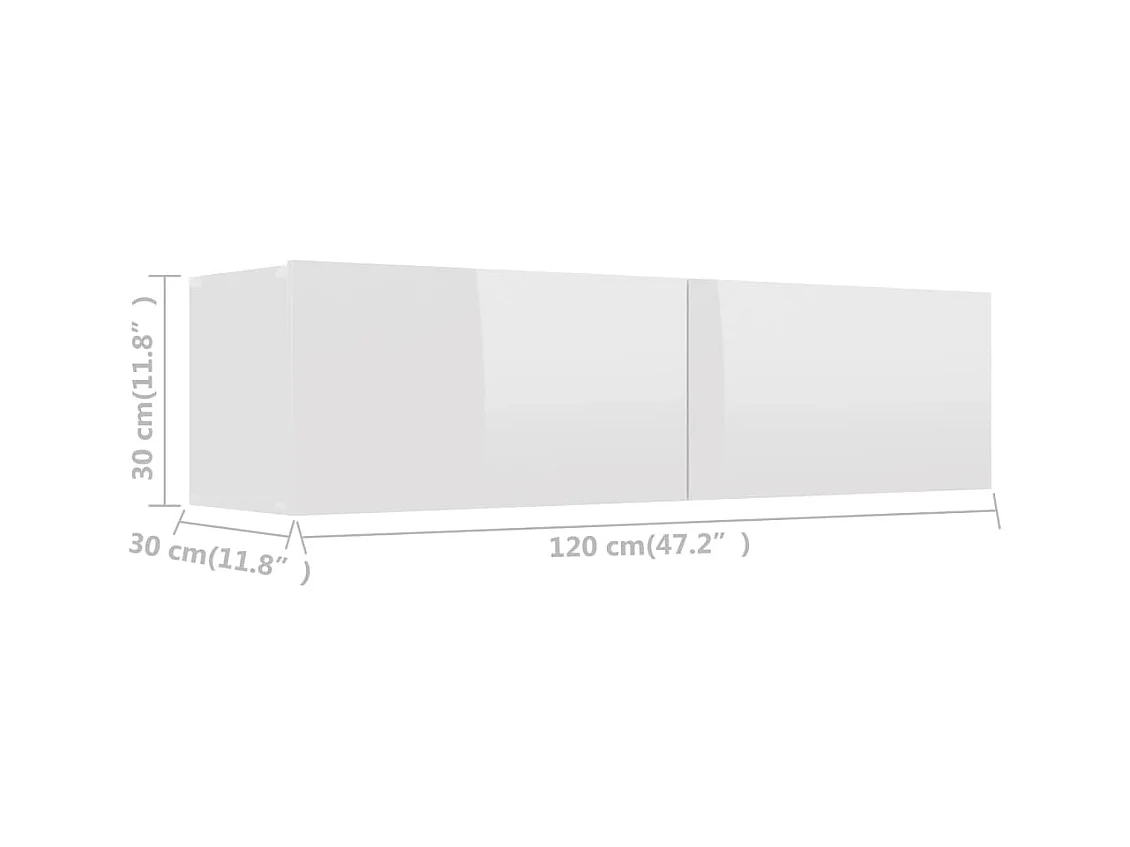 Mobile TV bianco lucido 120x30x30 cm in truciolare