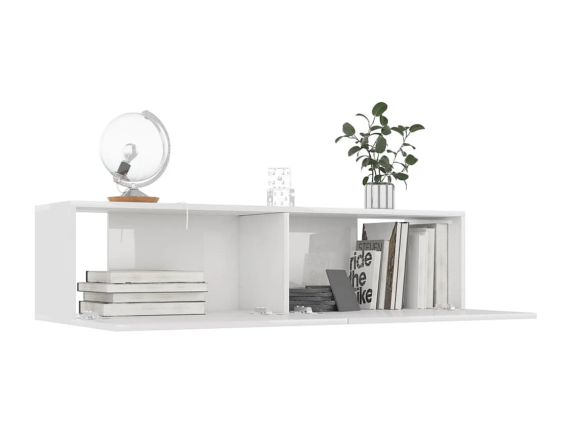 Meuble TV Blanc brillant 120x30x30 cm Aggloméré