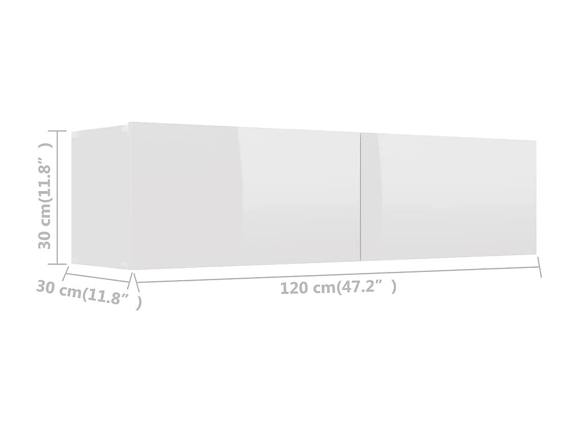 Meuble TV Blanc brillant 120x30x30 cm Aggloméré