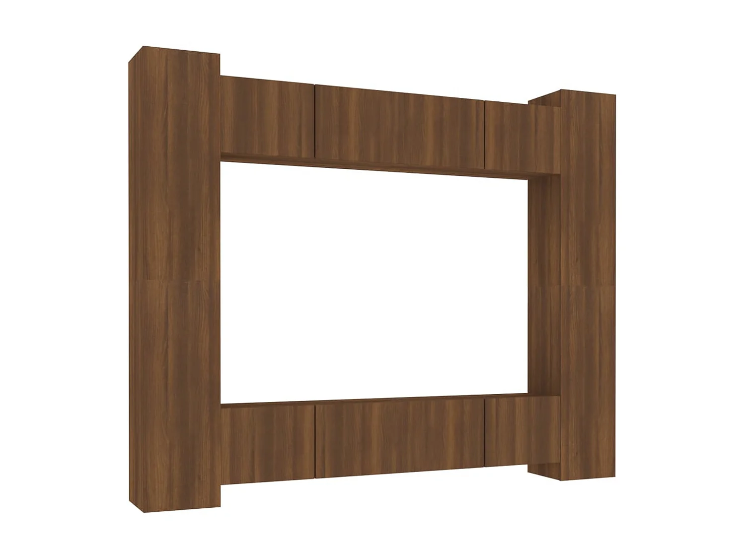 8-teiliges TV-Ständer-Set aus braunem Eichenholzwerkstoff