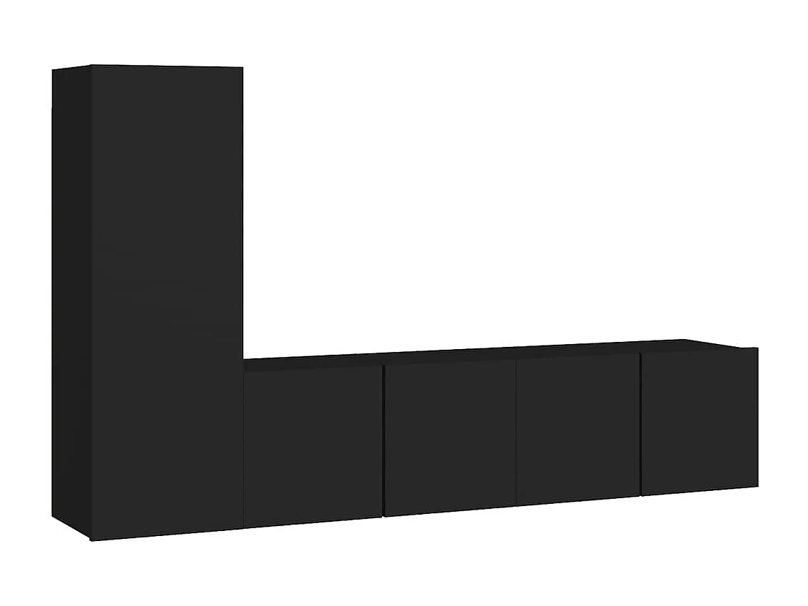 Ensemble de meuble TV 3 pcs Noir Aggloméré