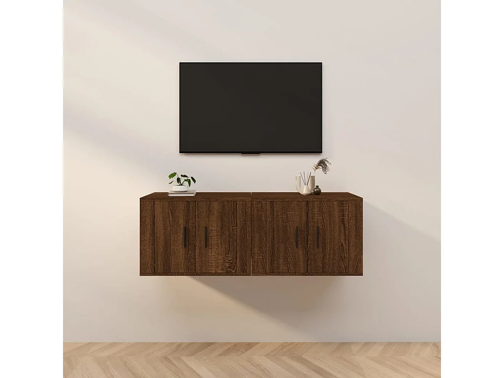 Muebles TV de pared 2 uds roble marrón 57x34,5x40 cm
