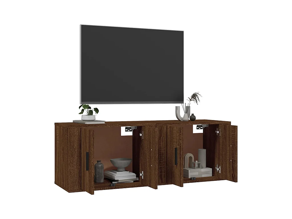 TV-wandkast 2 stuks bruin eiken 57x34,5x40 cm