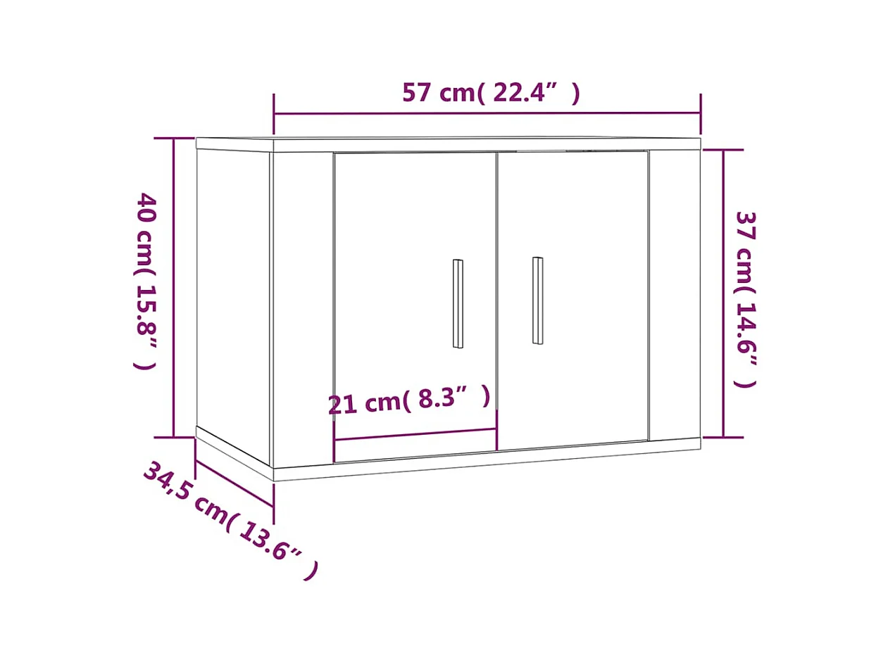 TV-wandkast 2 stuks bruin eiken 57x34,5x40 cm