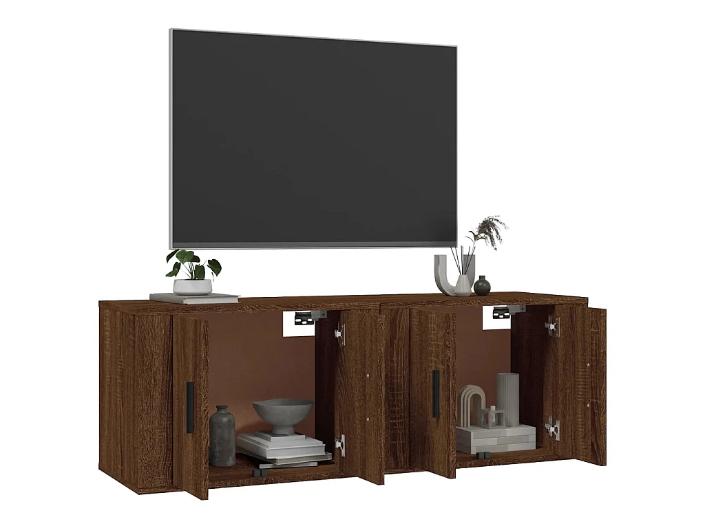 Meubles TV muraux 2 pcs chêne marron 57x34,5x40 cm