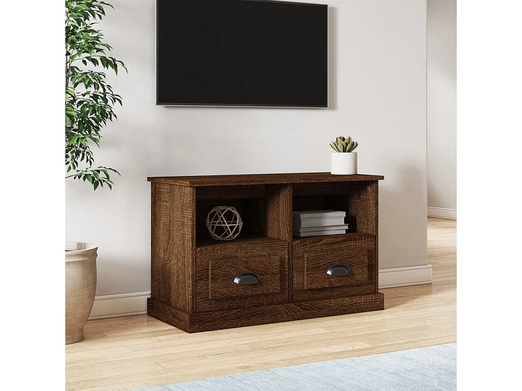 Meuble TV chêne marron 80x35x50 cm bois d'ingénierie
