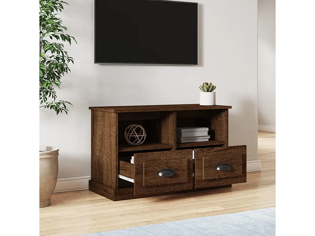 Meuble TV chêne marron 80x35x50 cm bois d'ingénierie