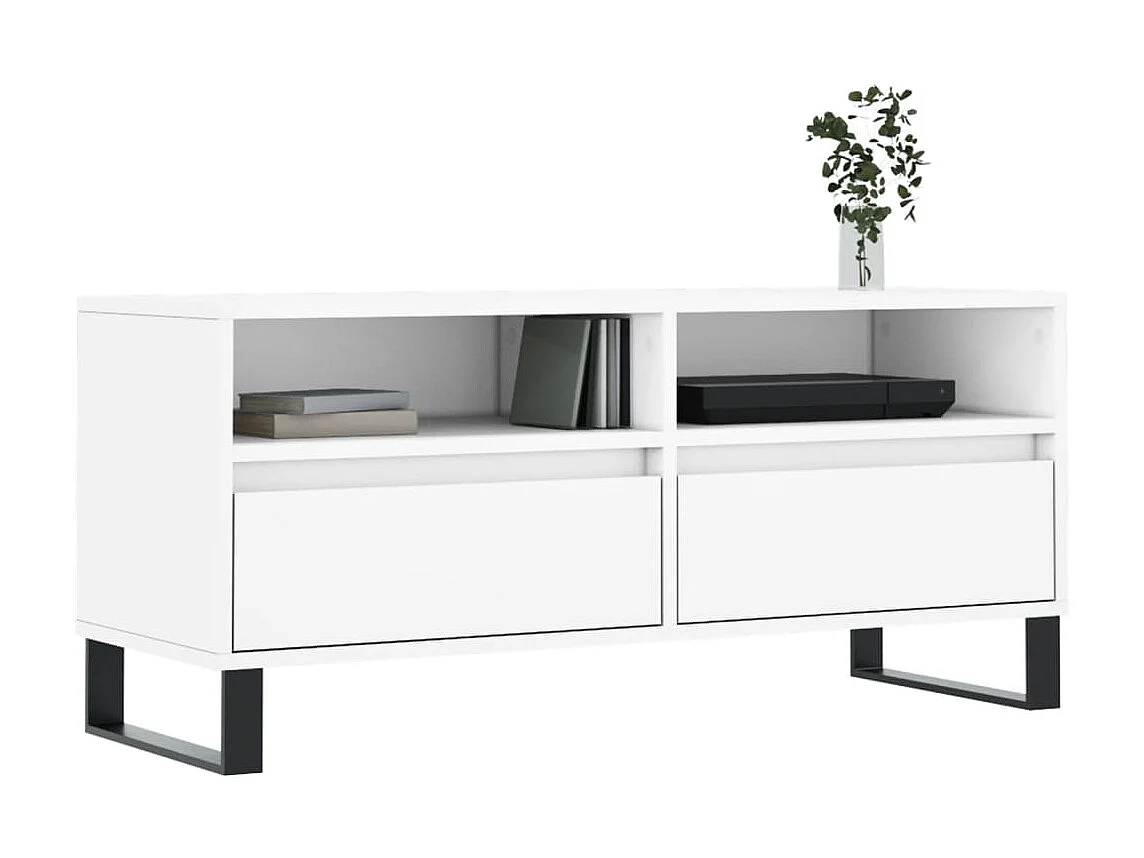 Mobile TV bianco 100x34,5x44,5 cm in derivati del legno