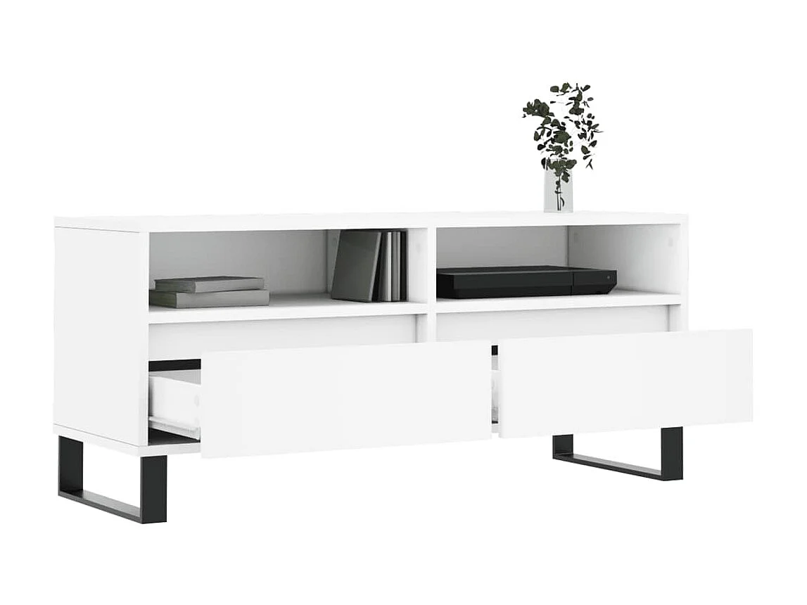 Mobile TV bianco 100x34,5x44,5 cm in derivati del legno