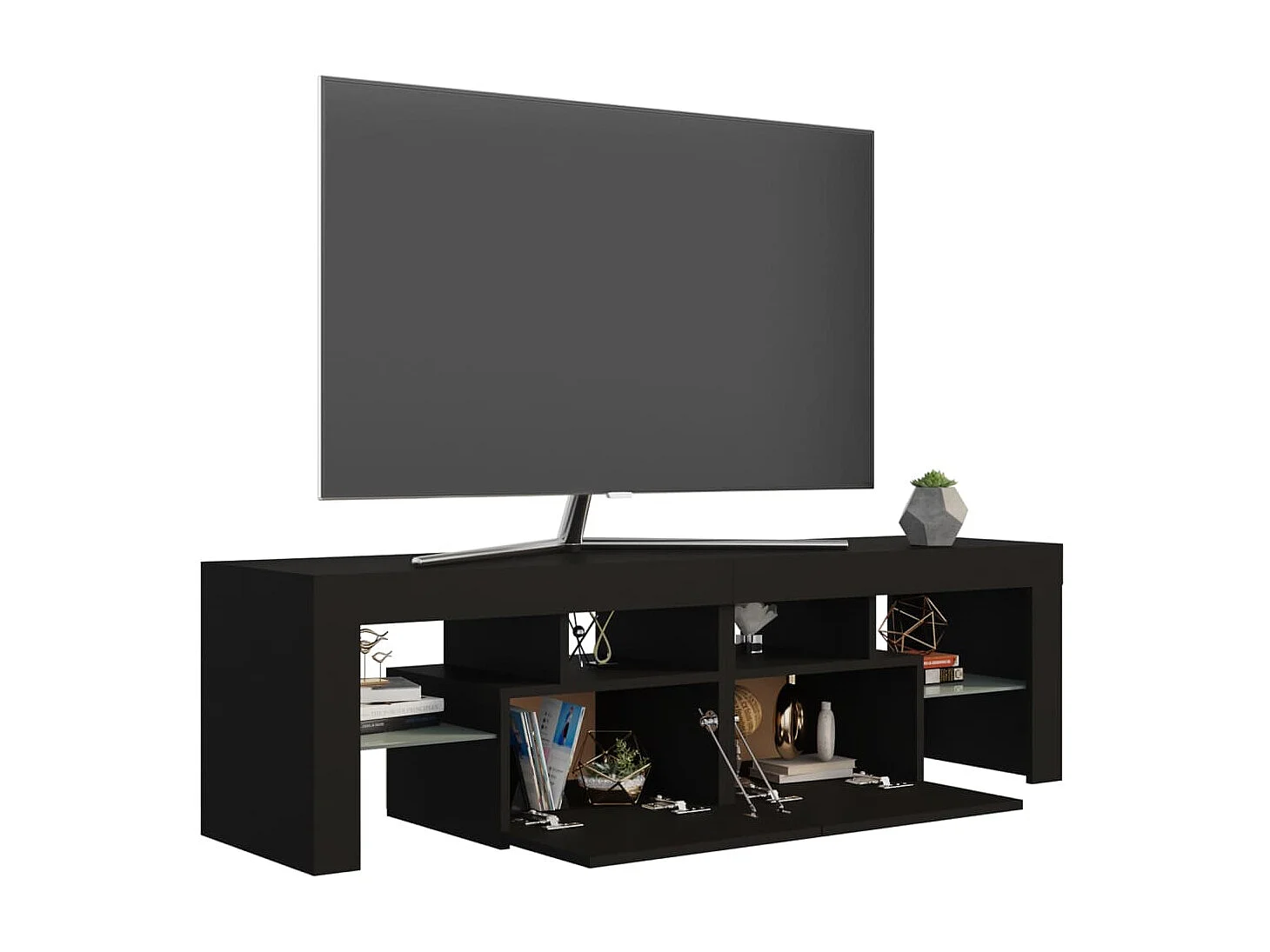 Meuble TV avec lumières LED Noir 140x36,5x40 cm
