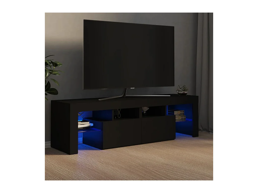 Meuble TV avec lumières LED Noir 140x36,5x40 cm
