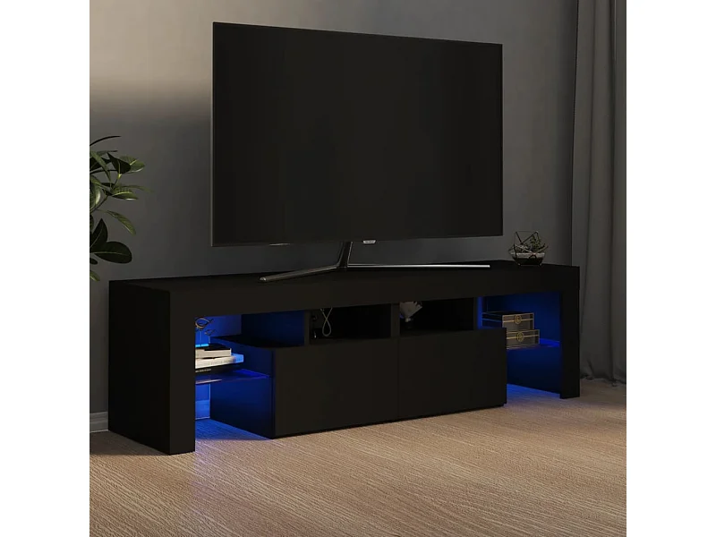 Meuble TV avec lumières LED Noir 140x36,5x40 cm