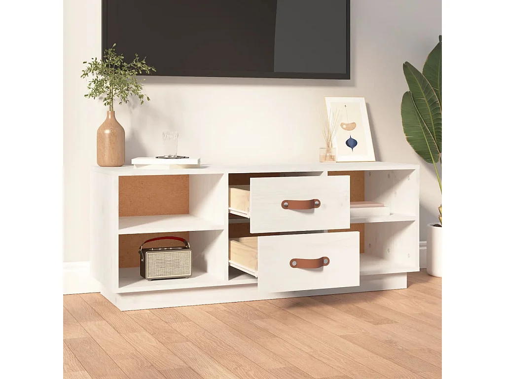Wit TV-meubel 100x34x40 cm Massief grenenhout