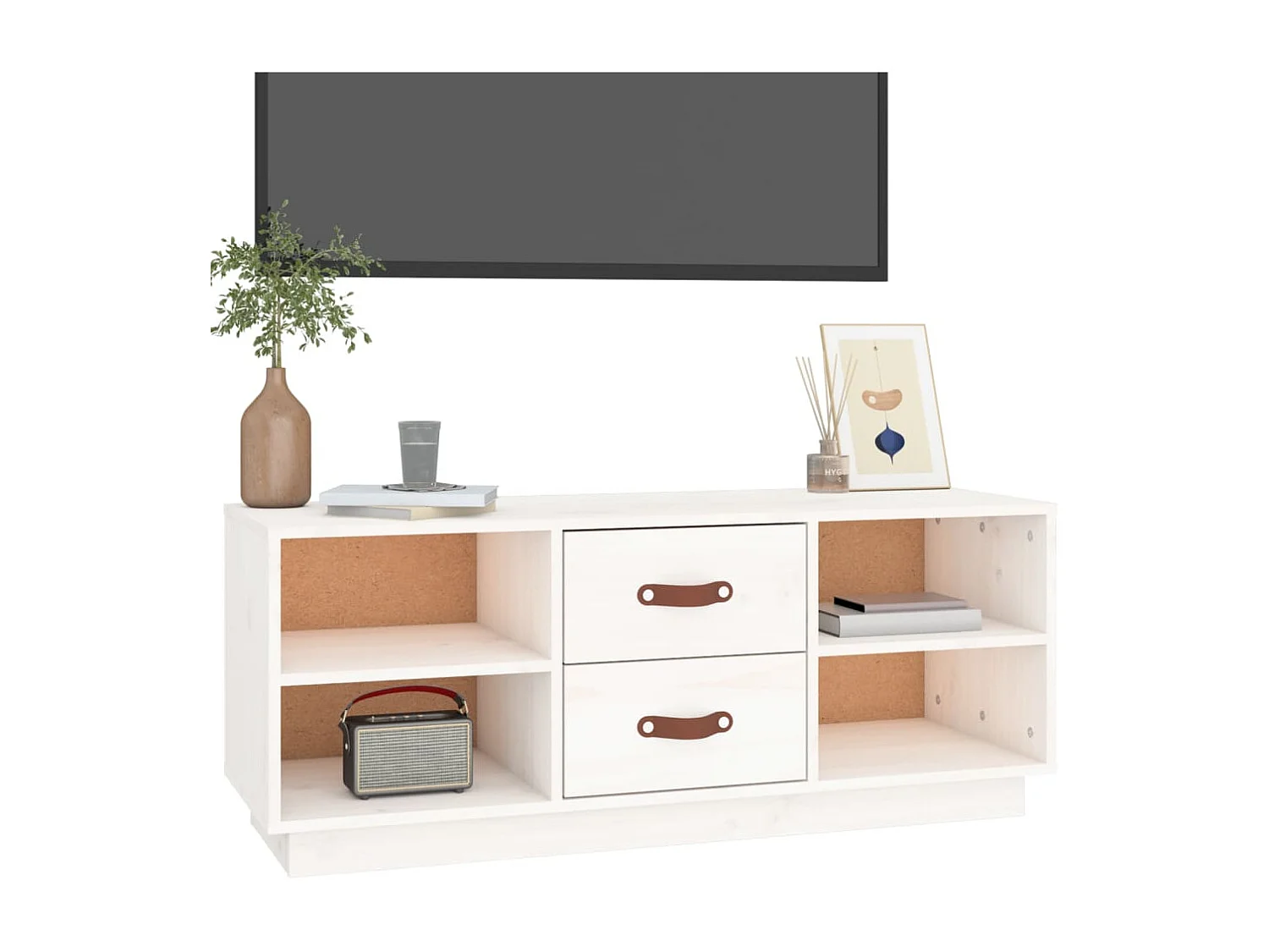 Wit TV-meubel 100x34x40 cm Massief grenenhout