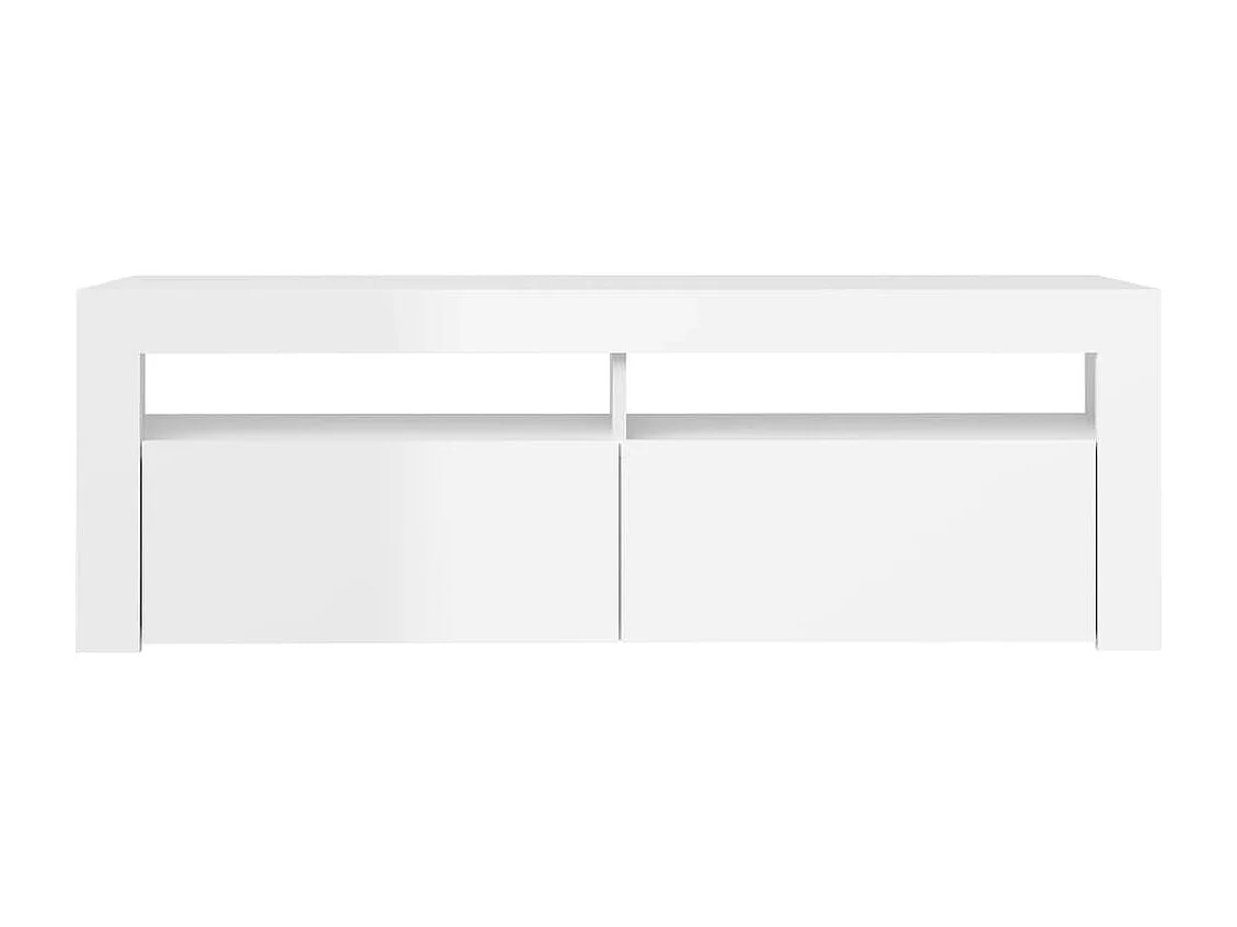 Meuble TV avec lumières LED blanc brillant 120x35x40 cm