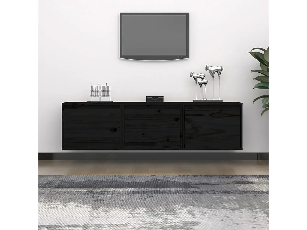 Meubles TV 3 pcs Noir Bois massif de pin