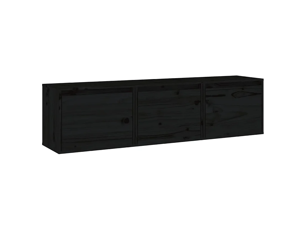 Meubles TV 3 pcs Noir Bois massif de pin