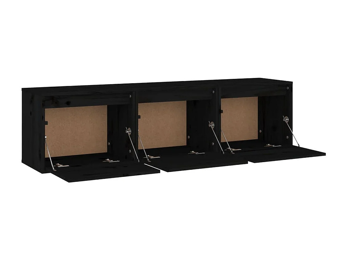 Meubles TV 3 pcs Noir Bois massif de pin