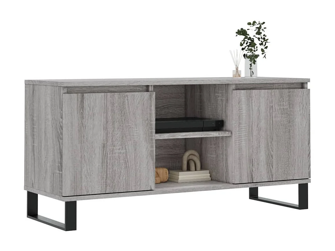 Mueble TV Sonoma gris 104x35x50 cm madera contrachapada