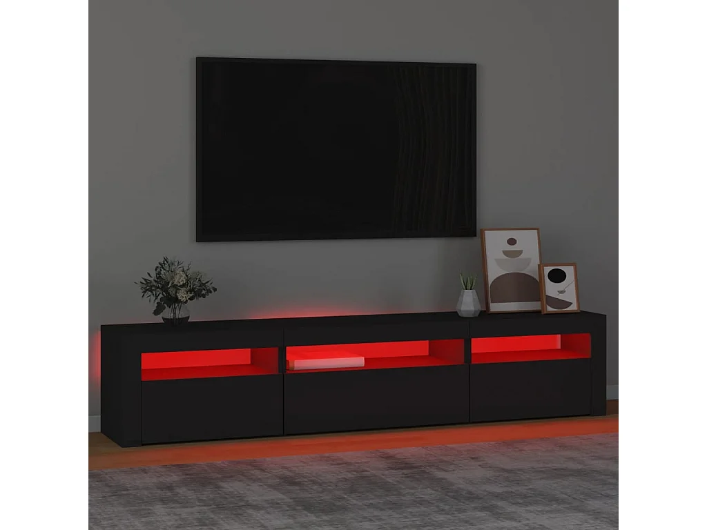 Meuble TV avec lumières LED Noir 195x35x40 cm