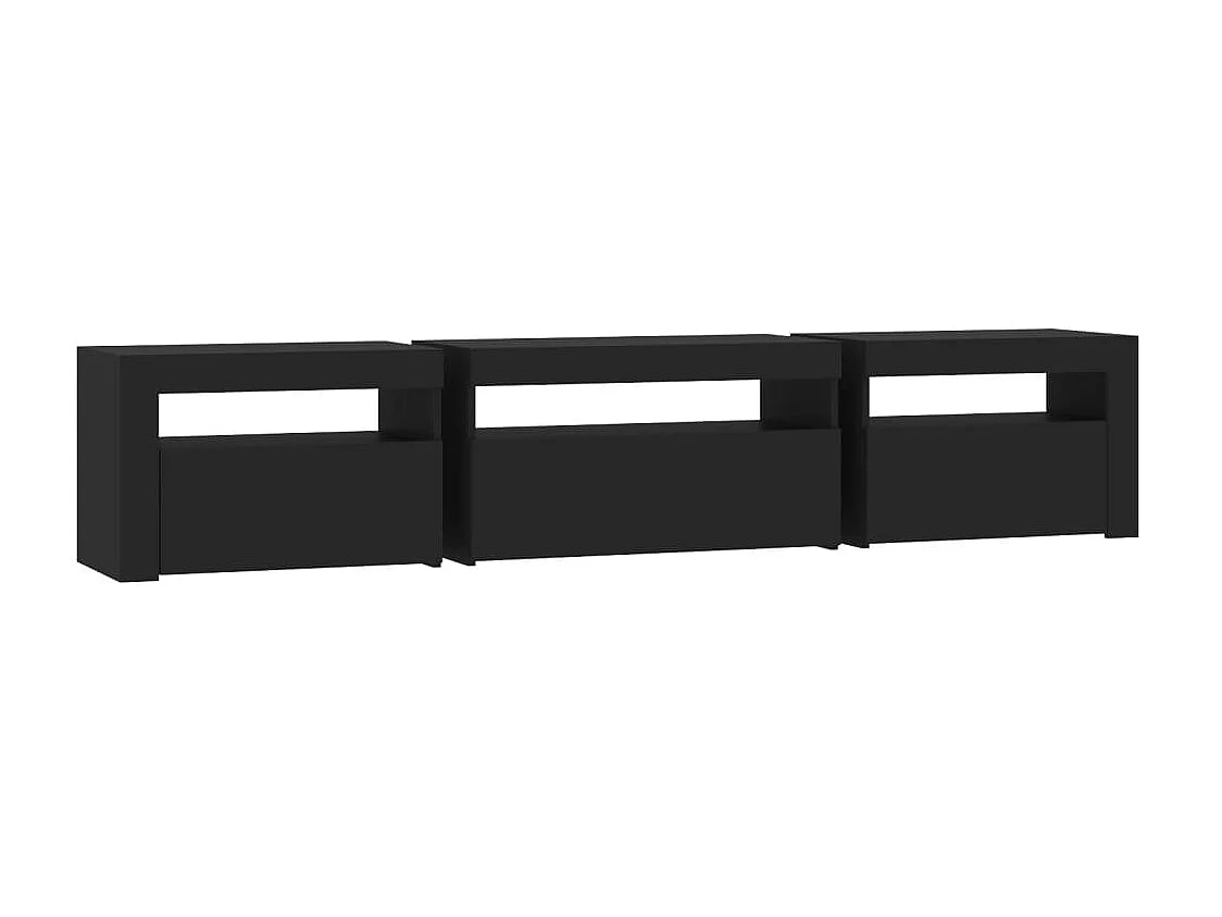 Meuble TV avec lumières LED Noir 195x35x40 cm