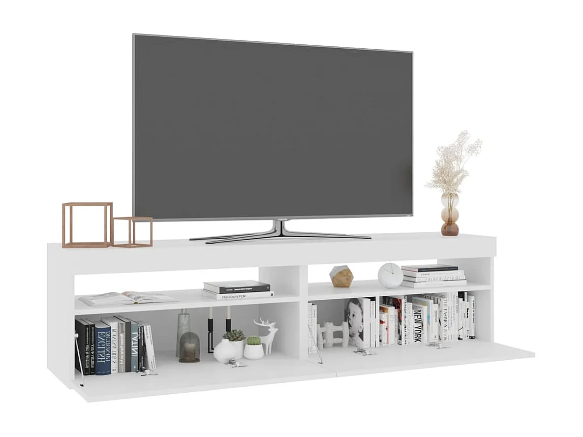 Meubles TV 2 pcs avec lumières LED Blanc brillant 75x35x40 cm