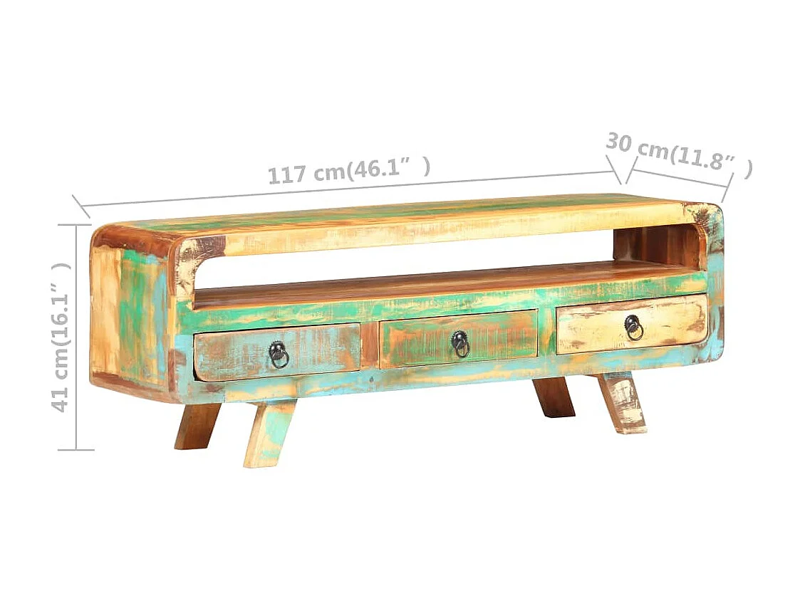 Móvel de TV 117x30x41 cm Madeira maciça recuperada