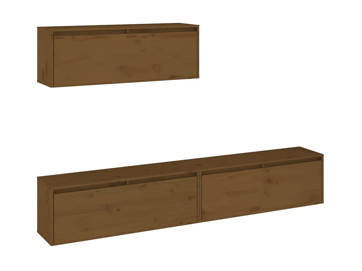 TV-meubel 3 stuks Honingbruin Massief grenenhout