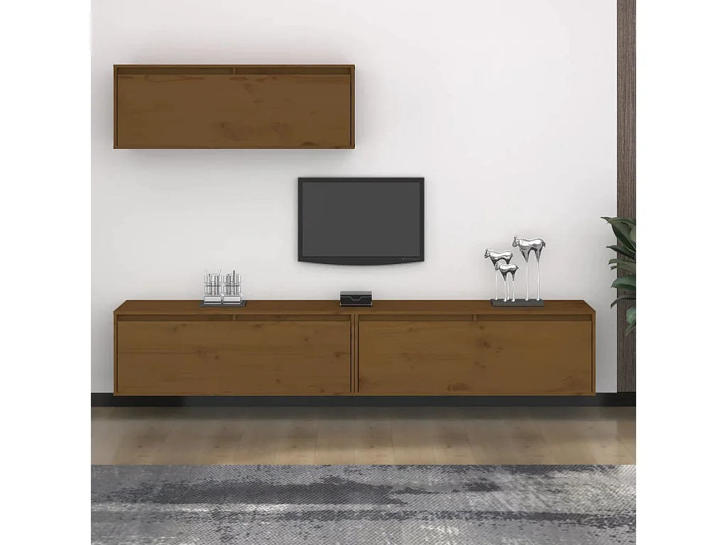 TV-meubel 3 stuks Honingbruin Massief grenenhout
