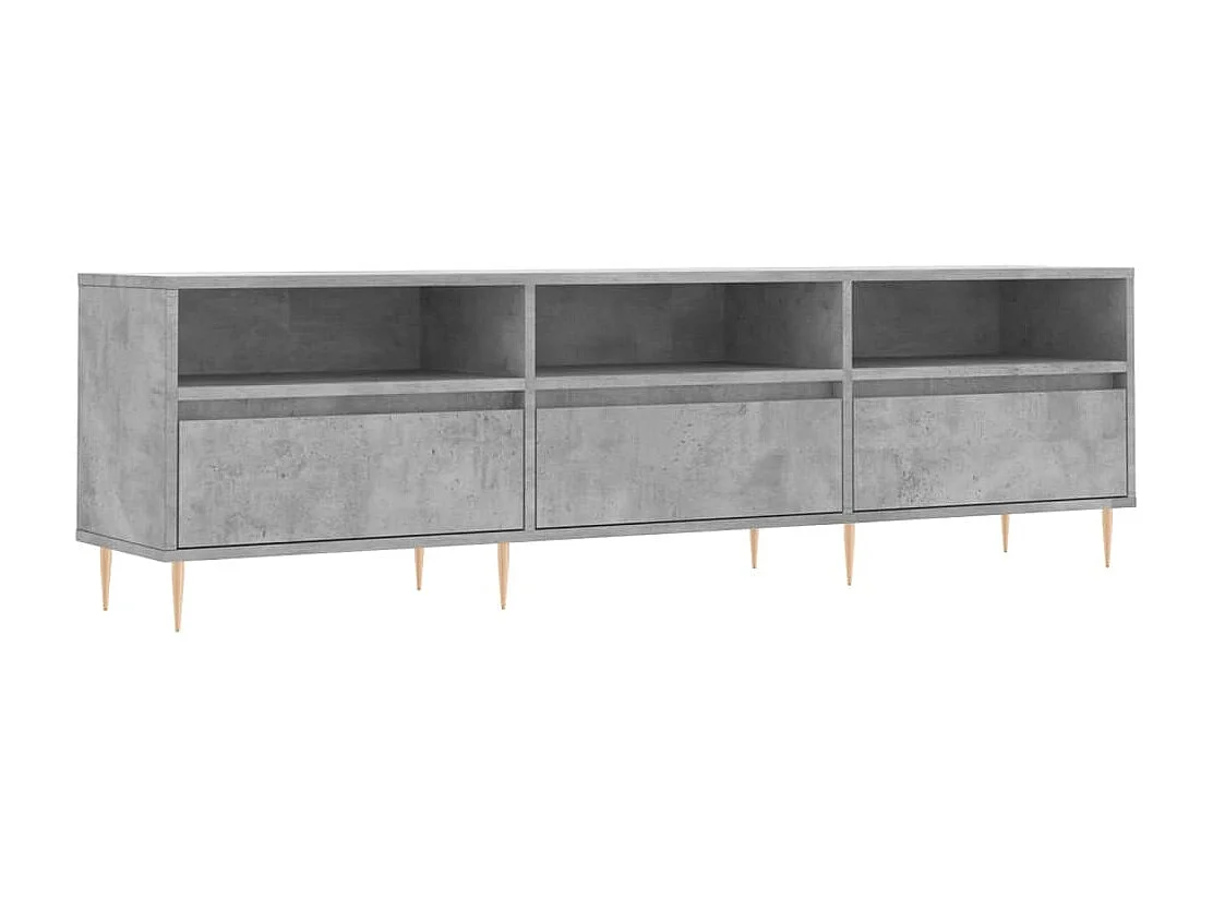 Móvel TV cinza concreto 150x30x44,5 cm madeira engenharia