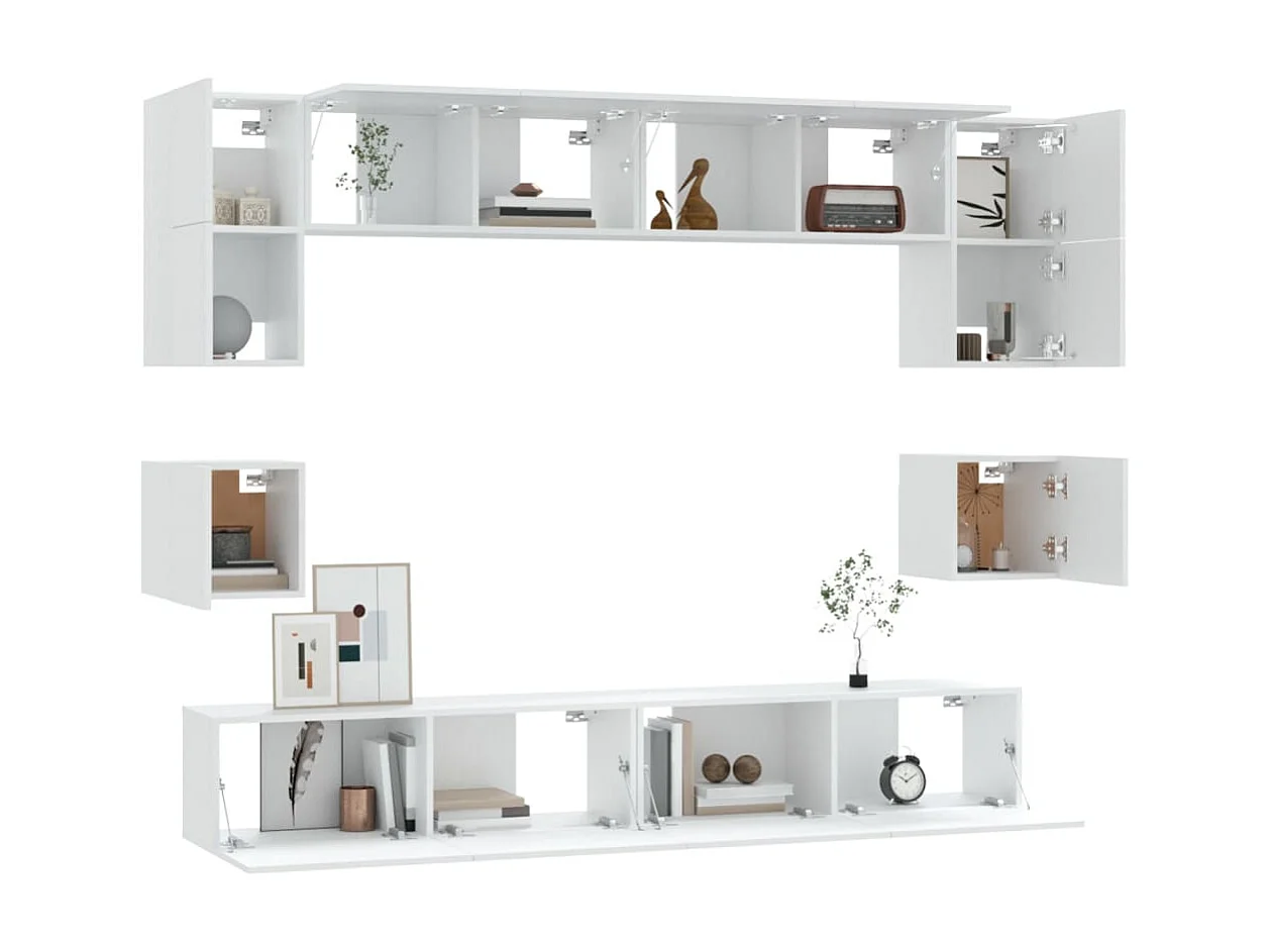 8-delige tv-meubelset wit parket