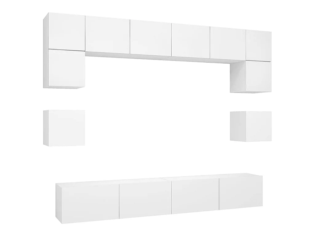 Conjunto mueble TV 8 piezas aglomerado blanco