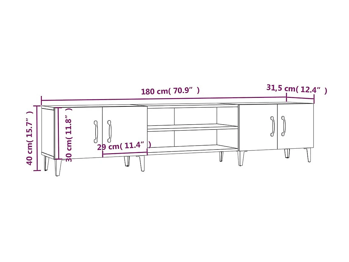 Meubles TV chêne sonoma 180x31,5x40 cm bois d'ingénierie
