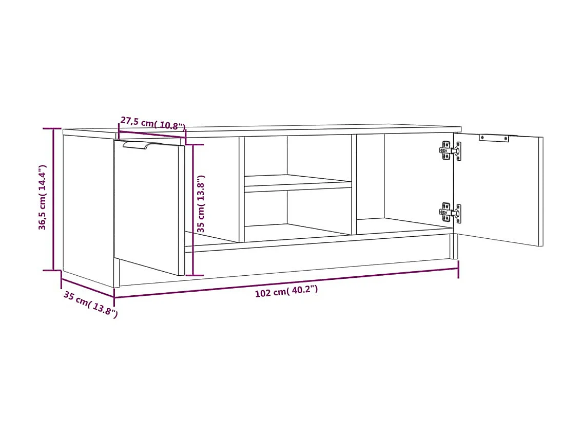 Meuble TV Chêne sonoma 102x35x36,5 cm Bois d'ingénierie