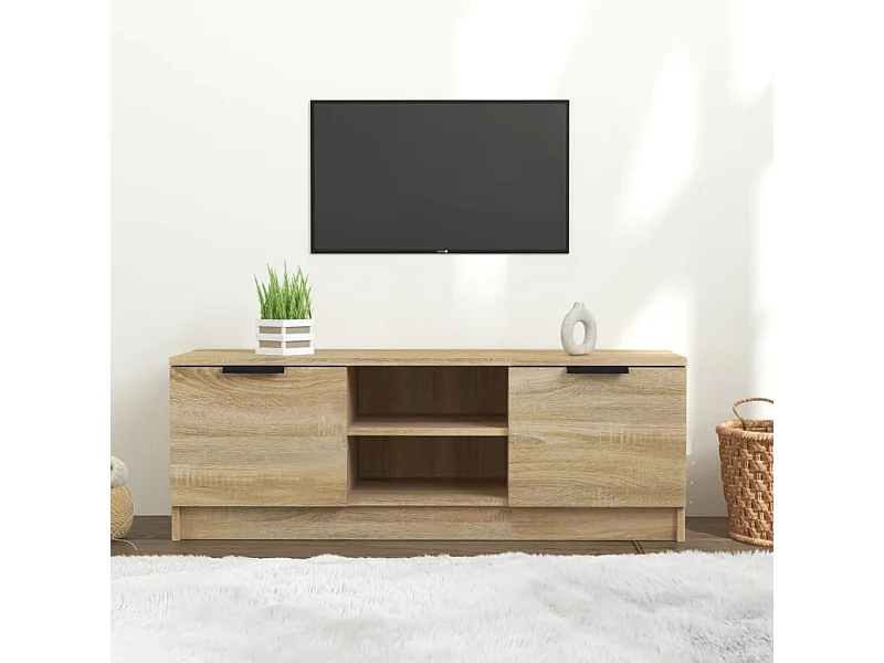 TV-meubel Sonoma eiken 102x35x36,5 cm Bewerkt hout