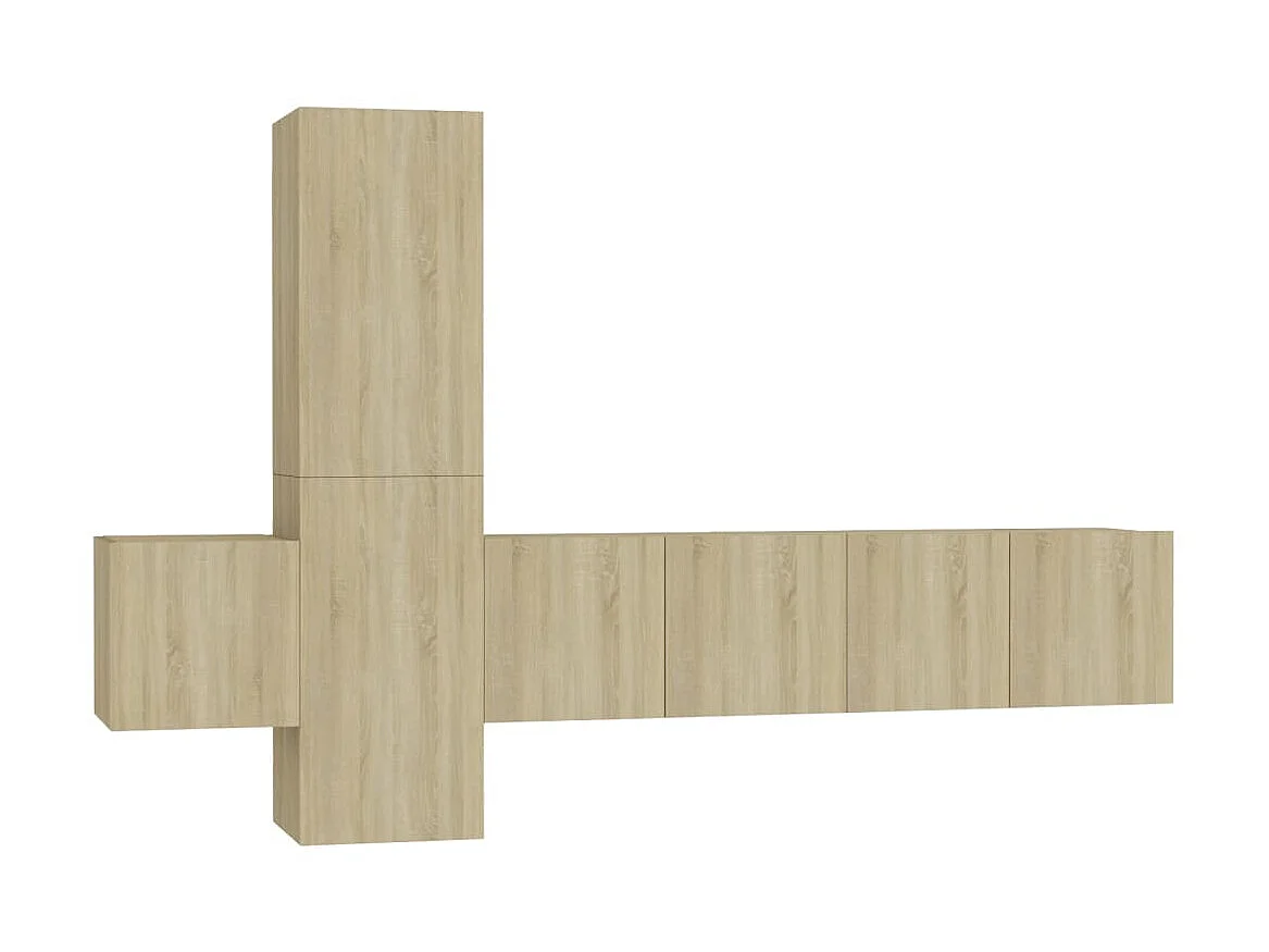 5-teiliges TV-Möbelset aus Sonoma-Eiche-Spanplatte