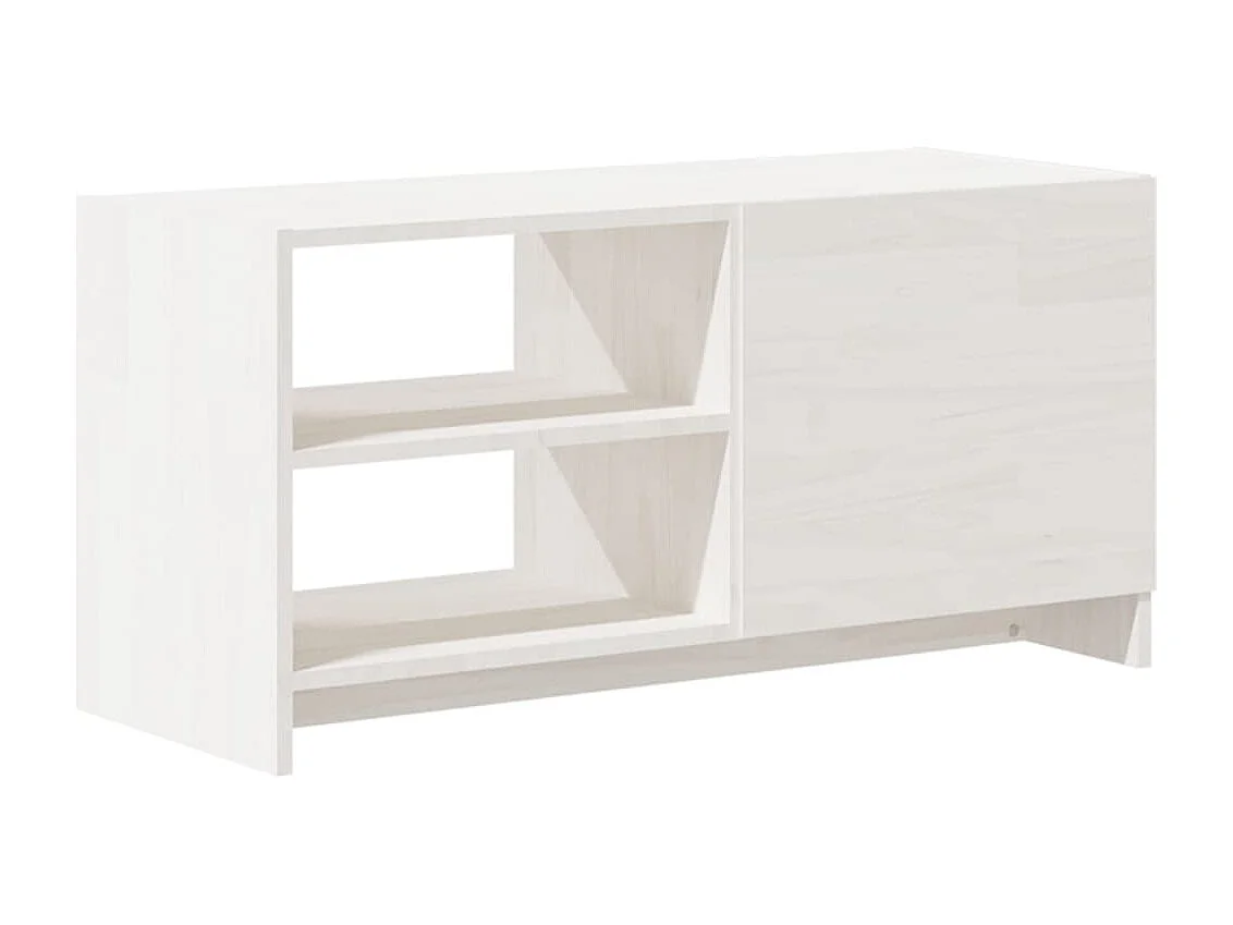 Meuble TV Blanc 80x31x39 cm Bois de pin massif
