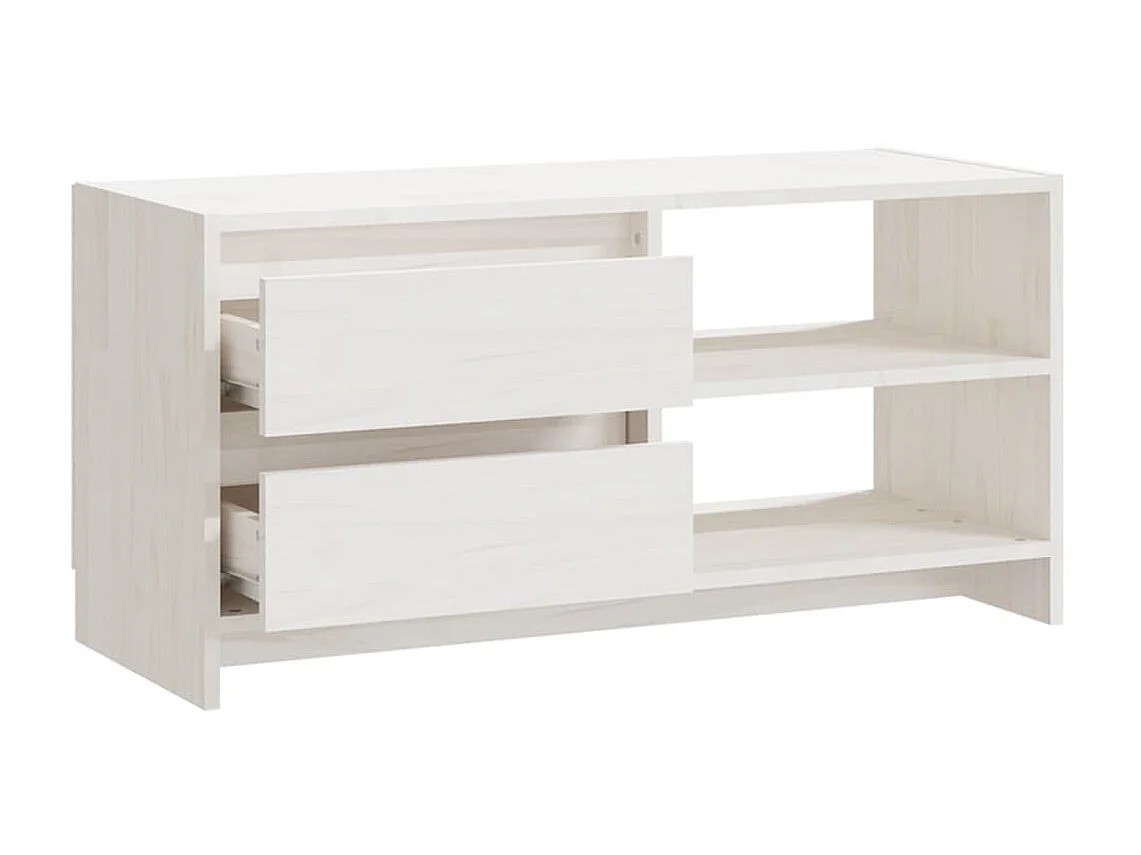Meuble TV Blanc 80x31x39 cm Bois de pin massif