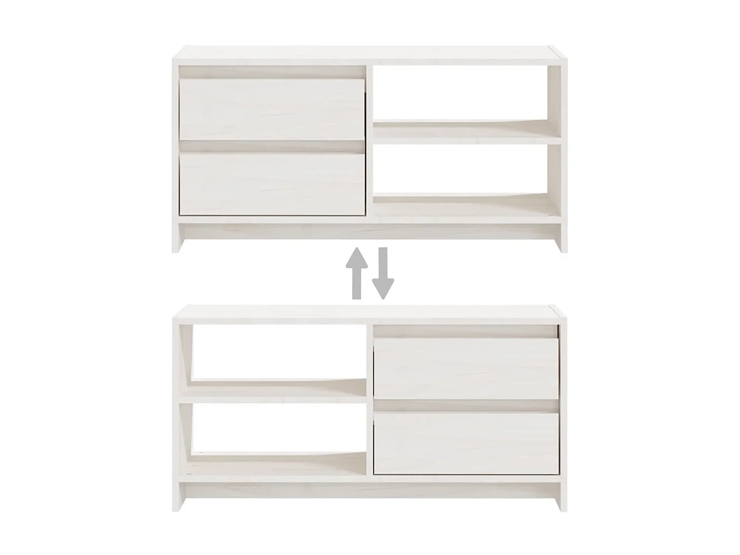 Meuble TV Blanc 80x31x39 cm Bois de pin massif