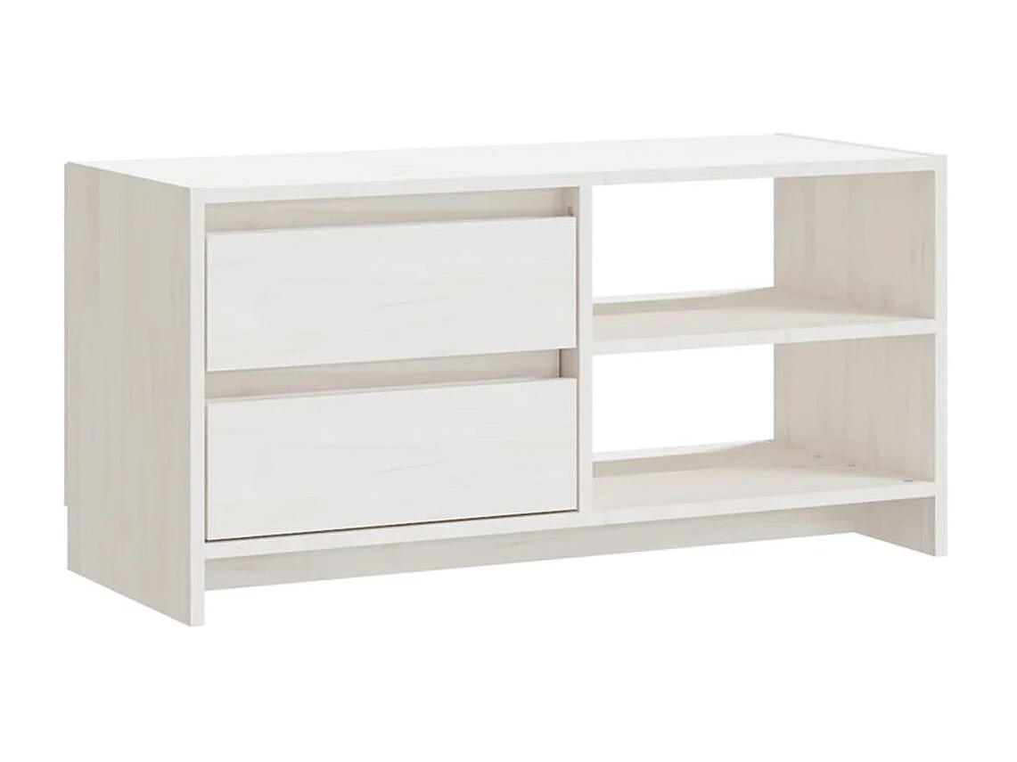 Meuble TV Blanc 80x31x39 cm Bois de pin massif