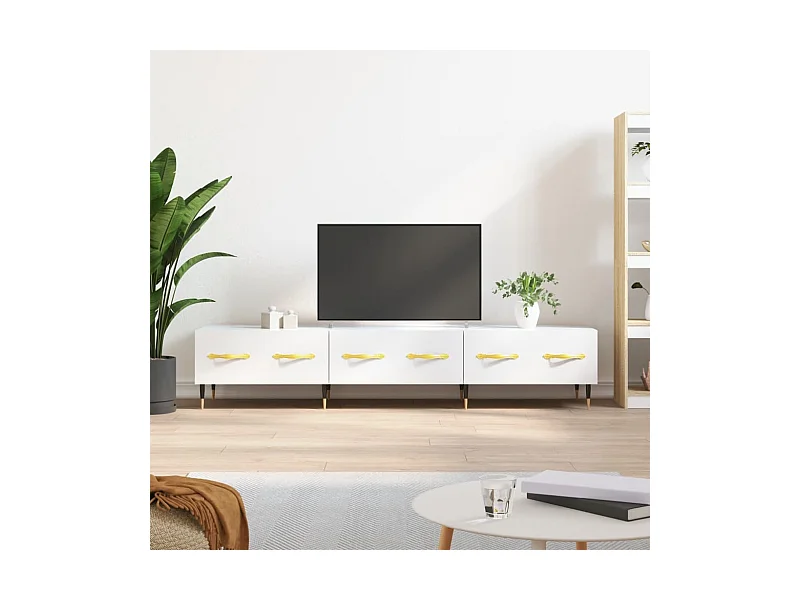 Meuble TV blanc brillant 150x36x30 cm bois d'ingénierie