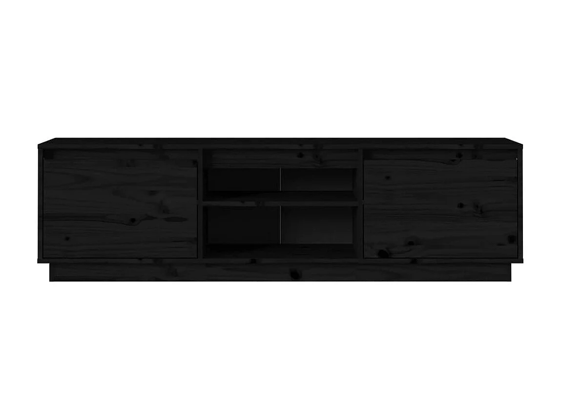 Meuble TV Noir 140x35x40 cm Bois de pin massif