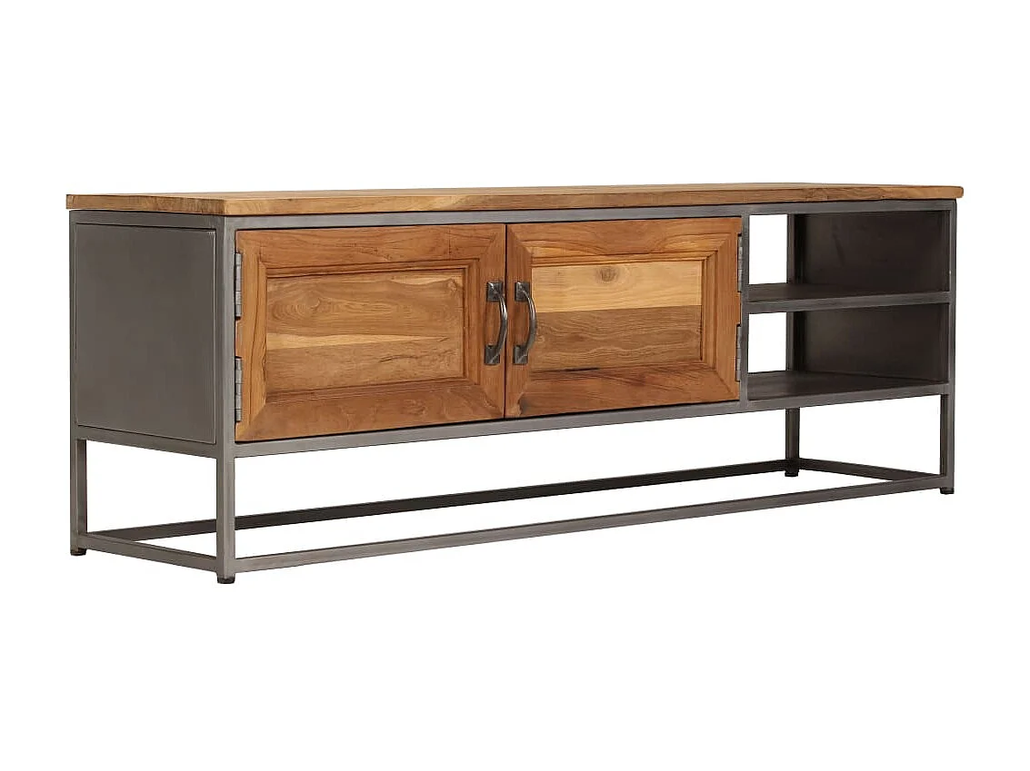 TV-meubel Gerecycled teak en staal 120 x 30 x 40 cm