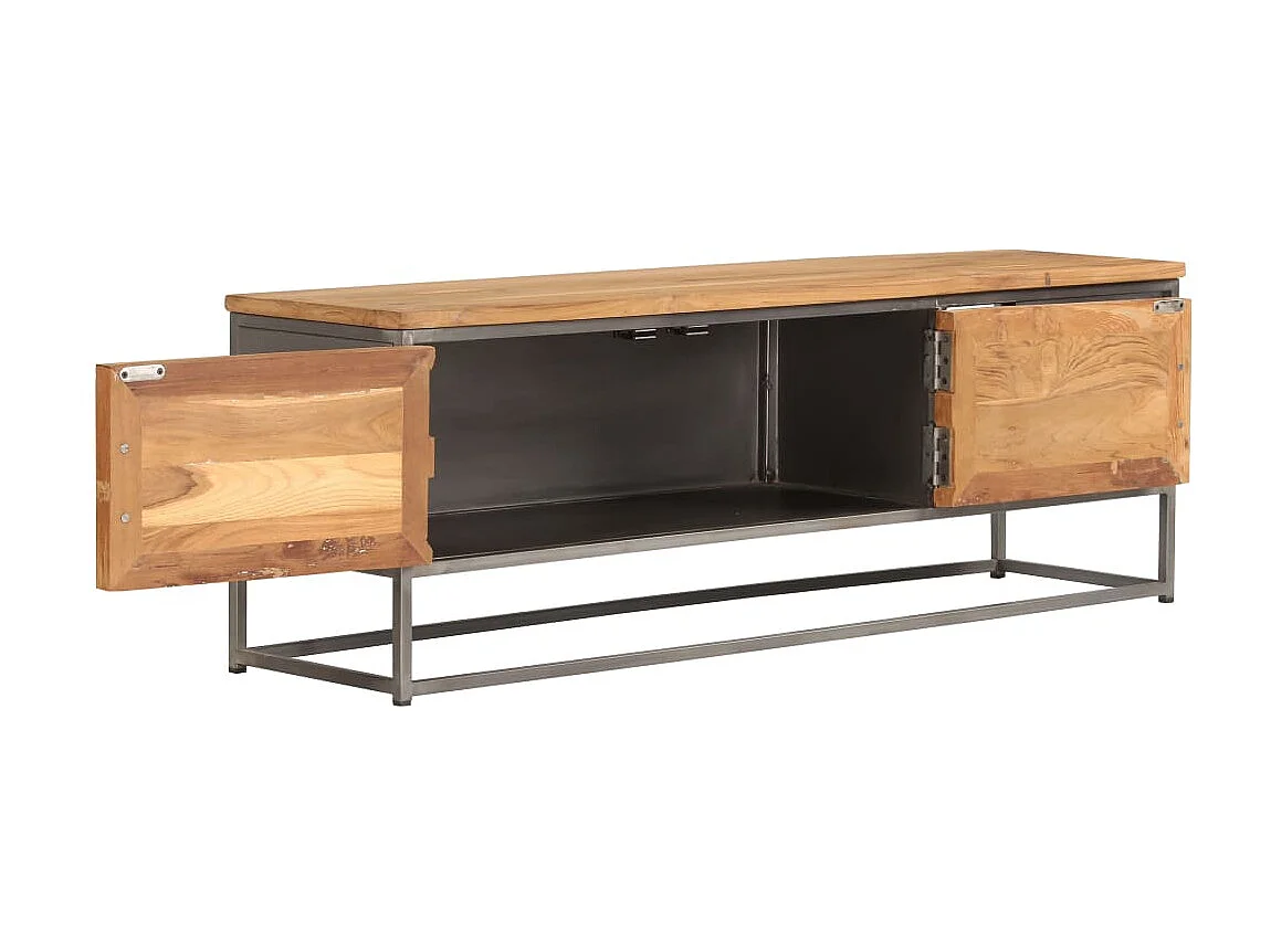 TV-meubel Gerecycled teak en staal 120 x 30 x 40 cm