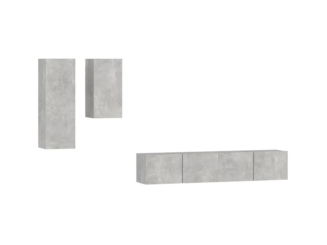 4-delige TV-kastenset Betongrijs Bewerkt hout