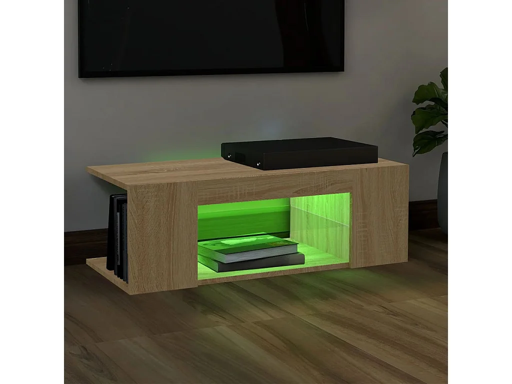 Meuble TV avec lumières LED chêne sonoma 90x39x30 cm